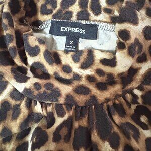 Express Leopard Print Tank Top Mock Turtle Neck